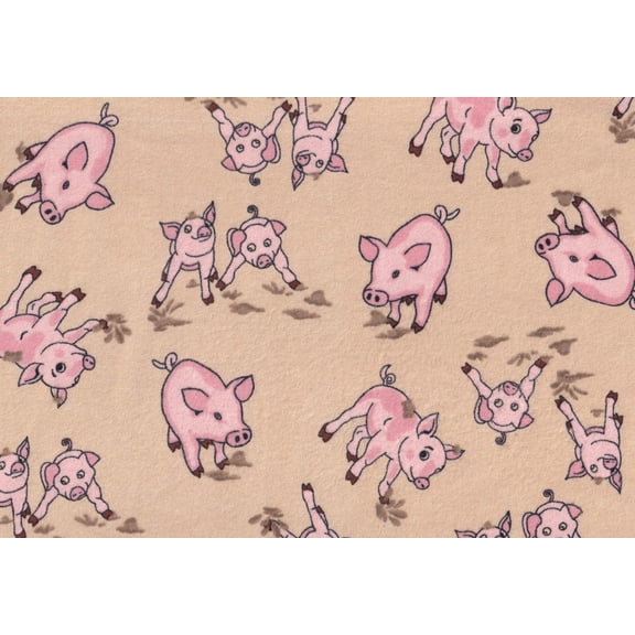 Pigs 60" Wide Flannel Fabric (1 Yard)