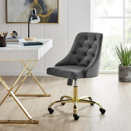 UPC: 0889654978633 | Modway Distinct Tufted Swivel Performance Velvet Office Chair in Gold Gray