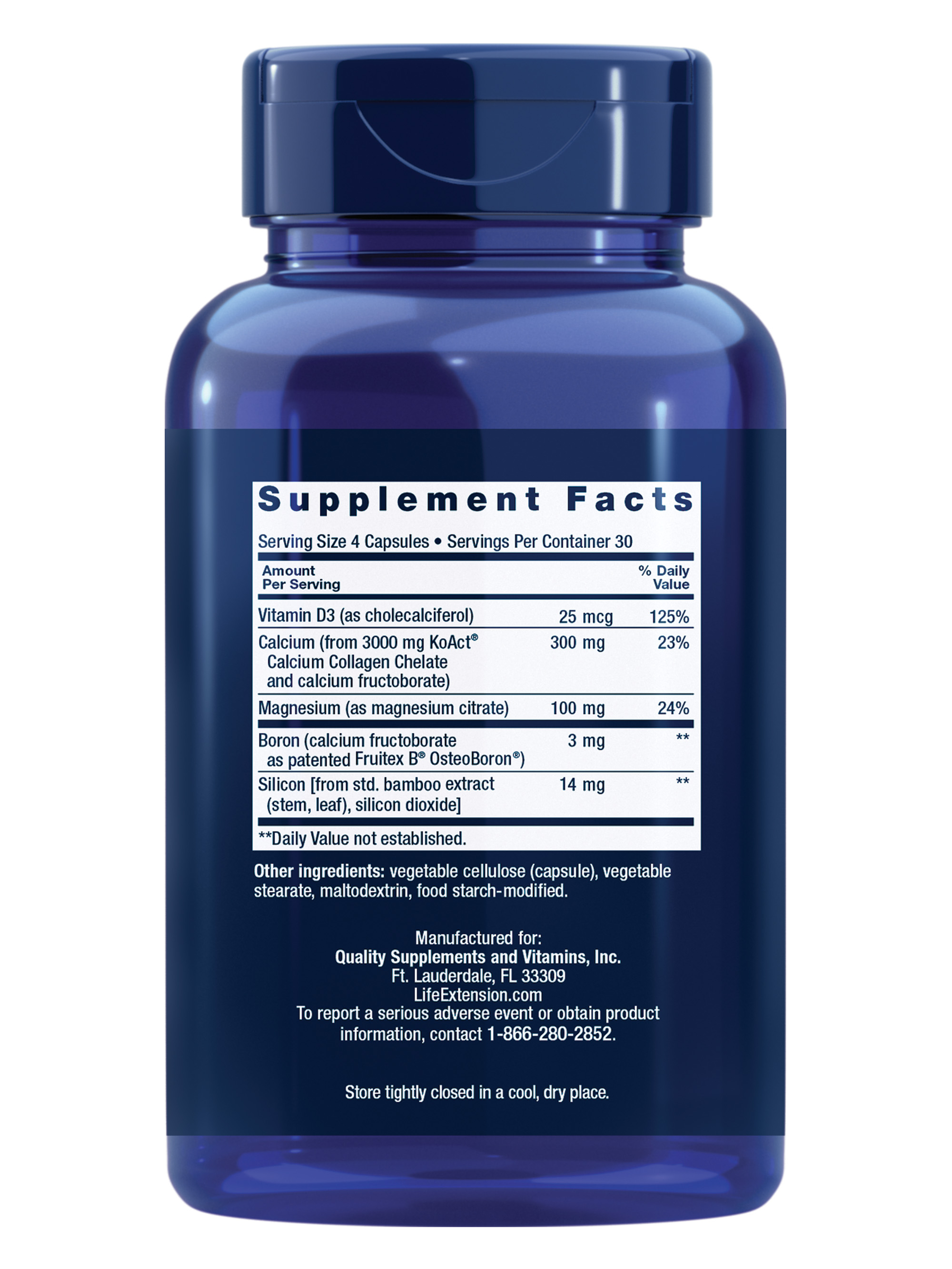Life Extension Bone Strength Collagen Formula, calcium collagen chelate, calcium fructoborate, vitamin D3, magnesium citrate, silicon, dried plum extract, boron, gluten-free, non-GMO, 120 capsules