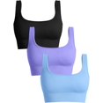 thumbnail image 1 of SURJDE Women's 3 Piece Medium Support Tank Top Ribbed Seamless Removable Cups Workout Exercise Sport Bra, 1 of 3