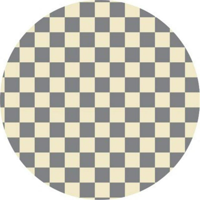 Aspen Brands RUGC7G55 5 x 5 ft. Checker of Circles Rug - Grey & White