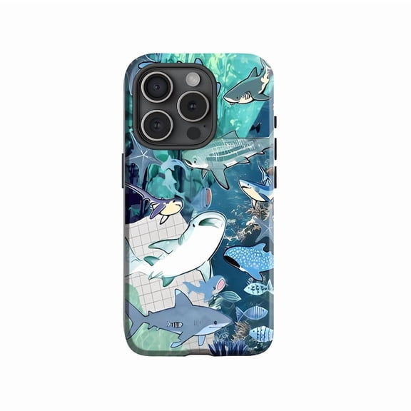 Ocean Shark Coastal Theme Phone Case Cool Marine Vibe for iPhone 17 16 15 14 13 12 11 Pro Max