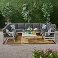 thumbnail image 2 of Ayden Outdoor 10 Piece Acacia Wood Sofa Sectional Set, Light Gray, Dark Gray, 2 of 8