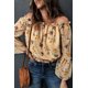 thumbnail image 4 of ABPHQTO Top corto floral con mangas acampanadas amarillas para mujer, 4 of 5