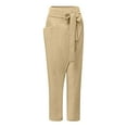 thumbnail image 4 of REALiKUN Women Casual Loose Pants Elastic High Waist Work Pants Paper Bag Pants Pencil Trousers with Bow Knot Pockets Khaki S, 4 of 4