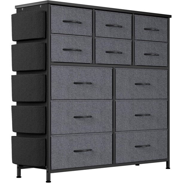 Qinaqin Gris 12- cm de Profundidadrawer Tela Profundidadresser con Convenient Side Pockets Ideal Almacenamiento Solution para Bedrooms Living Rooms Alturaallways y Closets