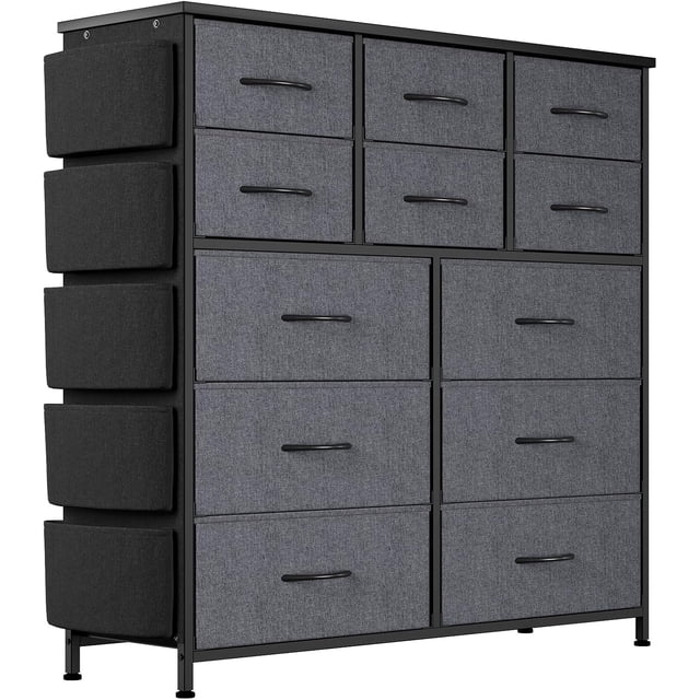 Qinaqin Gris 12- cm de Profundidadrawer Tela Profundidadresser con Convenient Side Pockets Ideal Almacenamiento Solution para Bedrooms Living Rooms Alturaallways y Closets