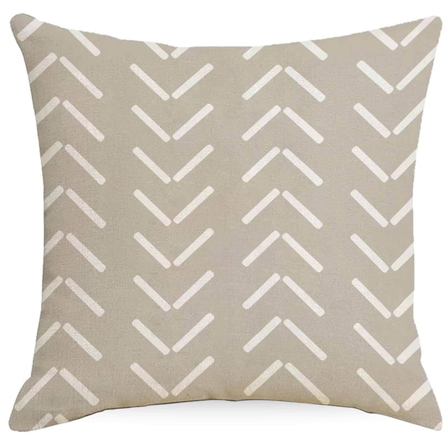 Cojín decorativo de lino para salón y dormitorio, con estampado geométrico, suave y elegante para el hogar