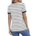 thumbnail image 3 of Langwyqu Summer Short Sleeve Stripe T Shirt Women Casual Round Neck Tops, 3 of 5