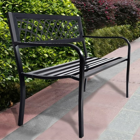 Aluminum Porch Frame - Costway Patio Park Garden Bench Porch Path Chair Outdoor Deck Steel Frame