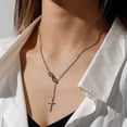 thumbnail image 3 of HOOUN Fashion Women Jewelry Necklace Retro Infinity Jesus Cross Interlock Y-Drop 0635-Gold, 3 of 5