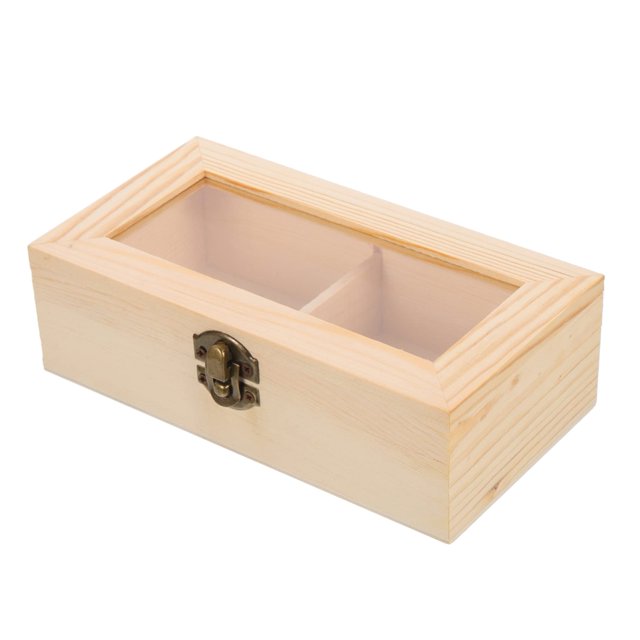 1 caja de madera transparente con rejilla, caja de madera de bambú para joyería, estuche de exposición para relojes, recipiente para joyas, almacenamiento de pendientes roscados