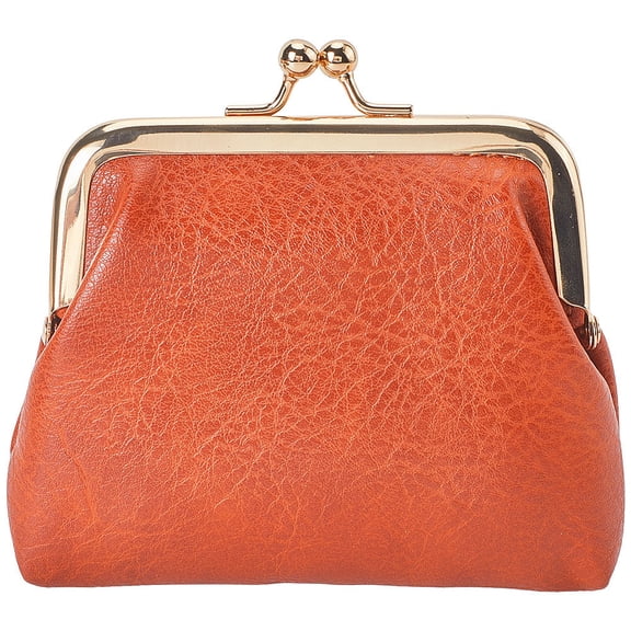 PU Leather Kiss Lock Wallets Coin Purses Change Purse with Iron Findings for Women Girls 115x125x30mm