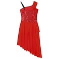 thumbnail image 4 of iiniim Kids Girls Sequins Asymmetrical Sleeveless Camisole Lyrical Dance Dress Ballet 6-16 Red 10, 4 of 7