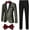 Black Gold, variant on Floral 3 Piece Tuxedos Suits for Men Jacquard Tailored Fit Bow Tie Suits One Button Jacket Pants Party Prom Set