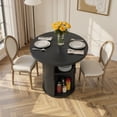 thumbnail image 2 of Hawsaiy Table à Manger Ronde de 31,5 Pouces pour 2 avec Base de Rangement à Porte Coulissante, Dessus en Bois Imperméable et Résistant aux Rayures Gain de Place, Table de Cuisine Style Ferme Moderne, Noir, 2 of 8