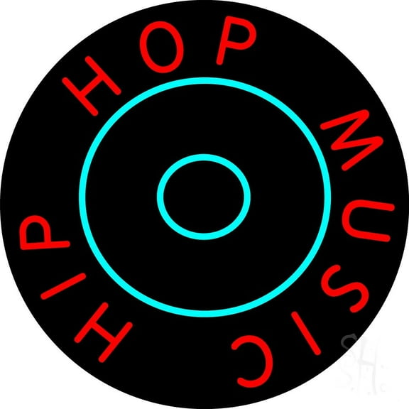 Hip Hop Karaoke LED Neon Sign 26" Tall x 26" Wide - inches Black Square Cut Acrylic Backing, with Dimmer - Premium built indoor Sign for Studio, Club, Home décor, Event, Workshop, Storefront.