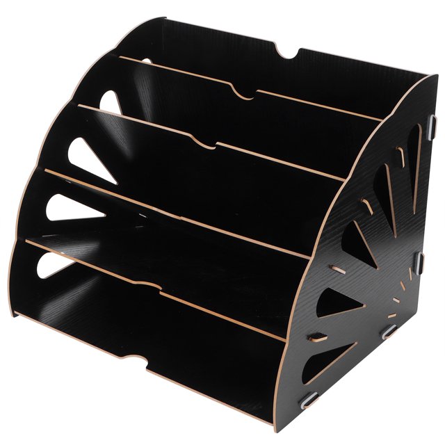 Books Holder, Multi-Slot Stylish Durable Practical Wooden Organizer Wooden For Organize Books And Documents For Office For Desktop Decor For Home Black