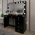 thumbnail image 4 of Boahaus GRWM Diana 1 Piece Modern Vanity Table Set with Add-On Lights and Charging Station, 7 Drawers, Black, 4 of 10