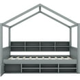 thumbnail image 7 of Full Size House Bed, Montessori Bed with Storage Shelves and a Mini-Cabinet, Wooden Full Bed Frame for Girls, Boys, Teens (Gray, Full), 7 of 7
