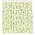 thumbnail image 3 of Garden Art Shower Curtain, Watercolor Mimosa Pattern Wild Spring Flowers Brush Strokes Effect, Fabric Bathroom Set with Hooks, 69W X 84L Inches Extra Long, Apple Green and Yellow, by Ambesonne, 3 of 3