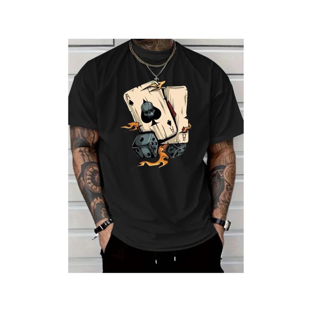 Men's Casual Black T-shirt, Complex Skull andMechanical Design-Pure Cotton, round Neck,Short Sleeve, Summer Fashion Pattern T-shirt Breathable Menswear Top Print
