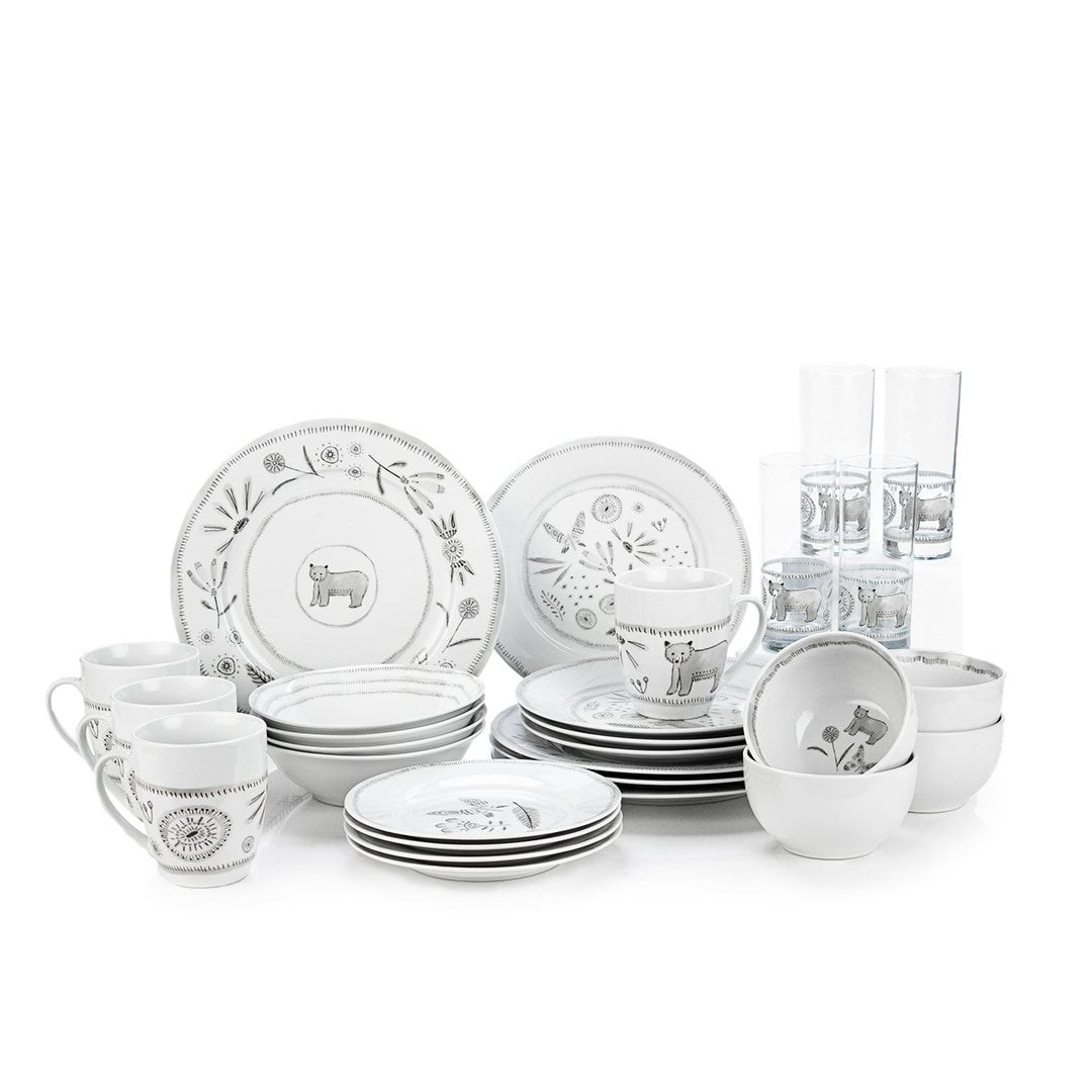Everything Kitchens 16-Piece Dinnerware Set with Drinking GlassesBarnyard ... 