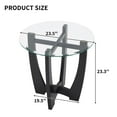 thumbnail image 5 of Glass End Table, 23.5" Round Side Tables with Tempered Glass Top Cross and Solid Wood Base Small Night Stand for Living Room Office Apartment Black, 5 of 8
