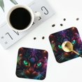 thumbnail image 4 of Yiaed Futuristic Cat Warrior Print Leather Coasters for Drinks - Cup Coasters Coffee Table Kitchen Table Bar, Home & Office Gifts Handmade Drink Coasters-Square, 4 of 6