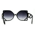 thumbnail image 4 of Womens Geometric Lattice Plastic Square Butterfly Sunglasses Black Smoke, 4 of 4