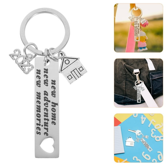 2 Pack Metal House Keychains Set - New Home Keyring for Secure Key Holding and Organizer Accessories