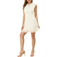 thumbnail image 2 of INSPIRE CHIC Women's Ruffle Tie Neck Sleeveless  A-Line Solid Color Chiffon Dress, 2 of 6