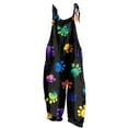 thumbnail image 2 of QATAINLAV Cotton Linen One Piece Pants for Women Fashion Dog Paw Printed Straps Rompers Loose Wide Leg Jumpsuits with Pockets Fall Outfits Today's Sales Green M, 2 of 5