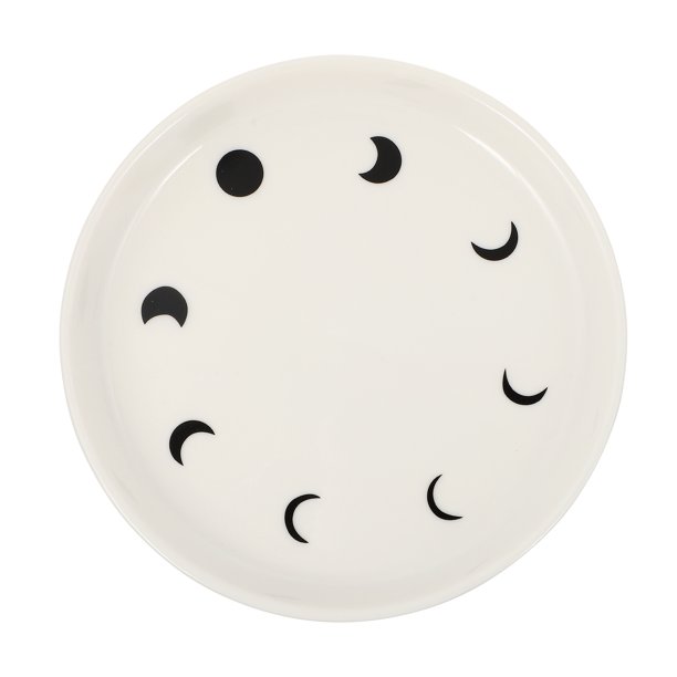 1 plato de fruta con diseño de luna, plato de pan, bandeja para joyas, plato de sushi (blanco)