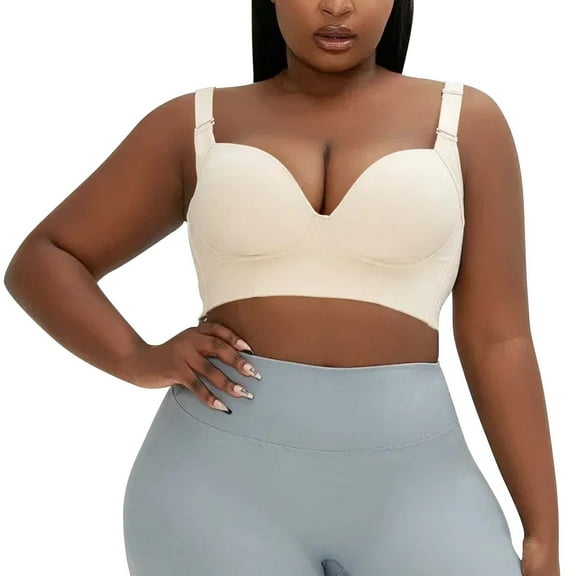 iHPH7 Plus Size Full Coverage Bras, Push Up Bras for Women, Underwire Bras for Women, Breathable Bras for Women, Plus Size Bras for Women, Beige 34/75A