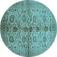 thumbnail image 1 of Ahgly Company Indoor Round Oriental Light Blue Traditional Area Rugs, 3' Round, 1 of 4