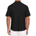 thumbnail image 3 of INSPIRE CHIC Men's Camp Collar Button Down Short Sleeve Hollow Texture Knit Shirts 3XL Black, 3 of 6