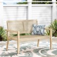 thumbnail image 4 of DUOSONG Outdoor Wicker And Acacia Wood Loveseat with Garden & Outdoor Outdoor & Patio Furniture Sets, Light Multibrown And Light Brown, 4 of 13