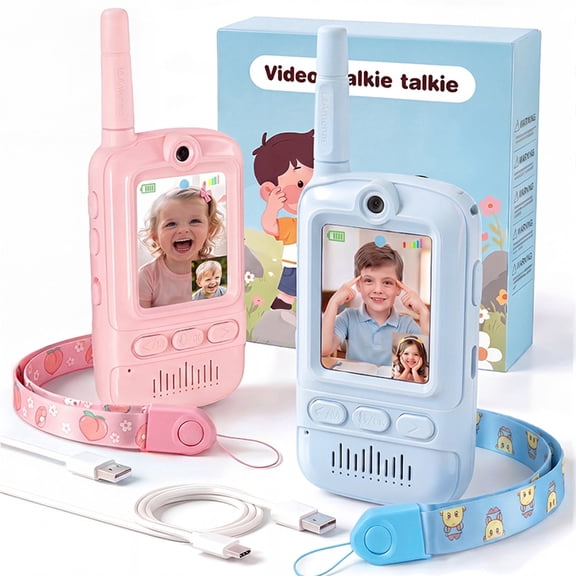 Redsmile Video Walkie Talkies for Kids,2 Pack Multifunctional Rechargeable Long Range Two Way Radios Video Call Toys for Indoor, Camping, Hiking, Travel,Gift for Boys Girls Age 3-12 (Blue/Pink)