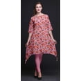 thumbnail image 3 of Bimba Pink Buds & Magnolia Floral Women Kurtas Ethnic Printed Asymmetric Summer Wear Tops For Women XSmall, 3 of 6