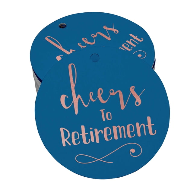 Inkdotpot Cheers To Retirement Bottle Tag Real Rose Gold Foil Favor Hang Tags Pack Of 100