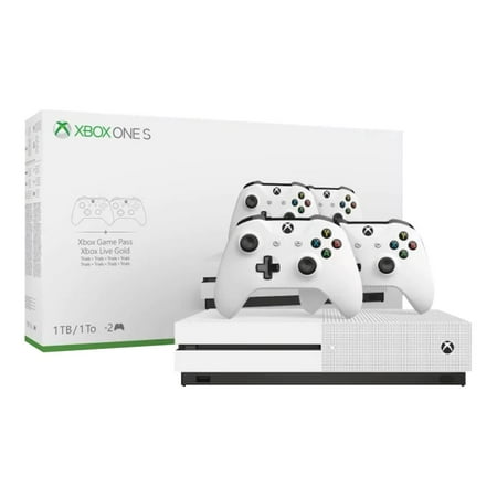 Microsoft Xbox One S - Two-Controller Bundle - game console - 4K - HDR - 1 TB HDD - white