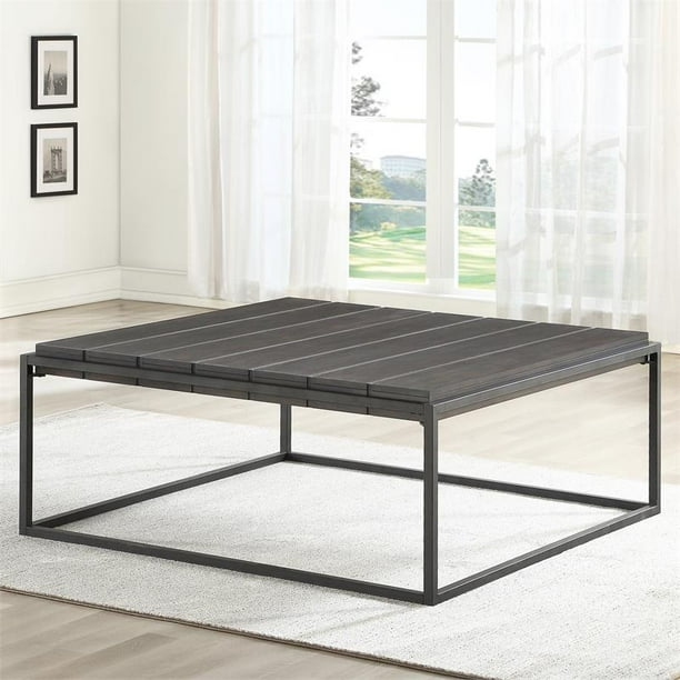 Steve Silver Tekoa Walnut With Dark Gray Metal Base Mixed Media Coffee Table Com - Walnut Effect Light Grey Coffee Table Steve Silver Tekoa Walnut With Dark Gray Metal Base Mixed Media Coffee Table Com - Walnut Effect Light Grey Coffee Table