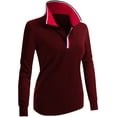 thumbnail image 2 of CLOVERY Women's Activewear 2-Button Long Sleeve Point Collar Polo Shirt (S-3XL), 2 of 5