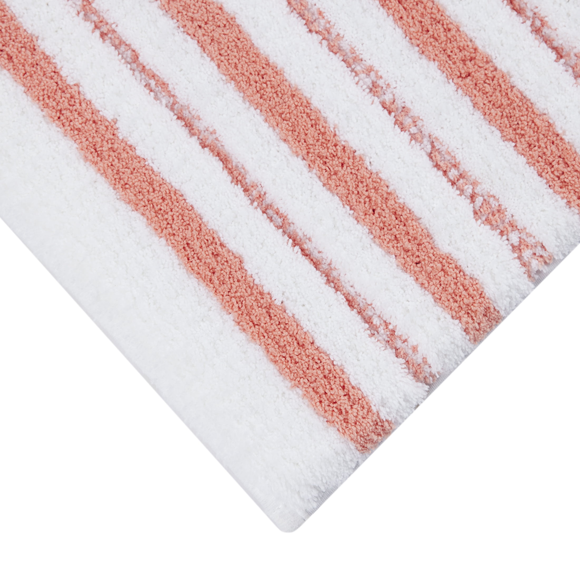 Better Homes & Gardens Signature Soft Tufted Stripe Bath Rug, Old Rose & White, 20" x 34"