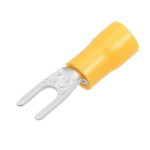 50Pcs SV2-3 Insulated Fork Spade Electrical Crimp Terminal 16-14AWG Yellow