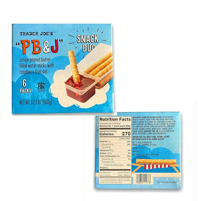 PB&J crispy peanut butter filled wafer sticks with raspberry fuit dip (2 packs)