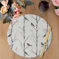 thumbnail image 3 of Vintage Botanical Round 15 Inch Placemats Set of 4, Birds Branch Watercolor Floral HeatResistant Non Slip Place Mats for Dining Table, Wipeable Braided Kitchen Table Mats for Housewarming, 3 of 9