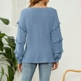 thumbnail image 5 of ZyeKqe Long Sleeve Shirts for Women Casual V Neck Loose Fitted Tunics Ruffle Solid Color Dressy Oversized Basic T Shirt, 5 of 6