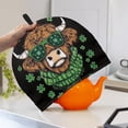thumbnail image 3 of HELLHERO St. Patrick's Day Highland Cow Polyester Canvas Teapot Dust Cover Keep Warm Keep Warm for Office, 3 of 8